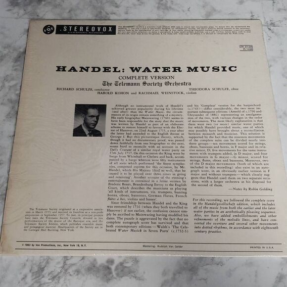 Handel Telemann Society Orchestra Classical Vinyl Record - Picture 4 of 15